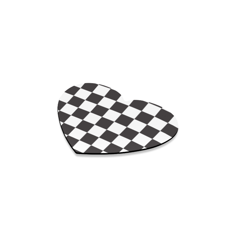 Checkerboard Black and White Squares Heart Coaster