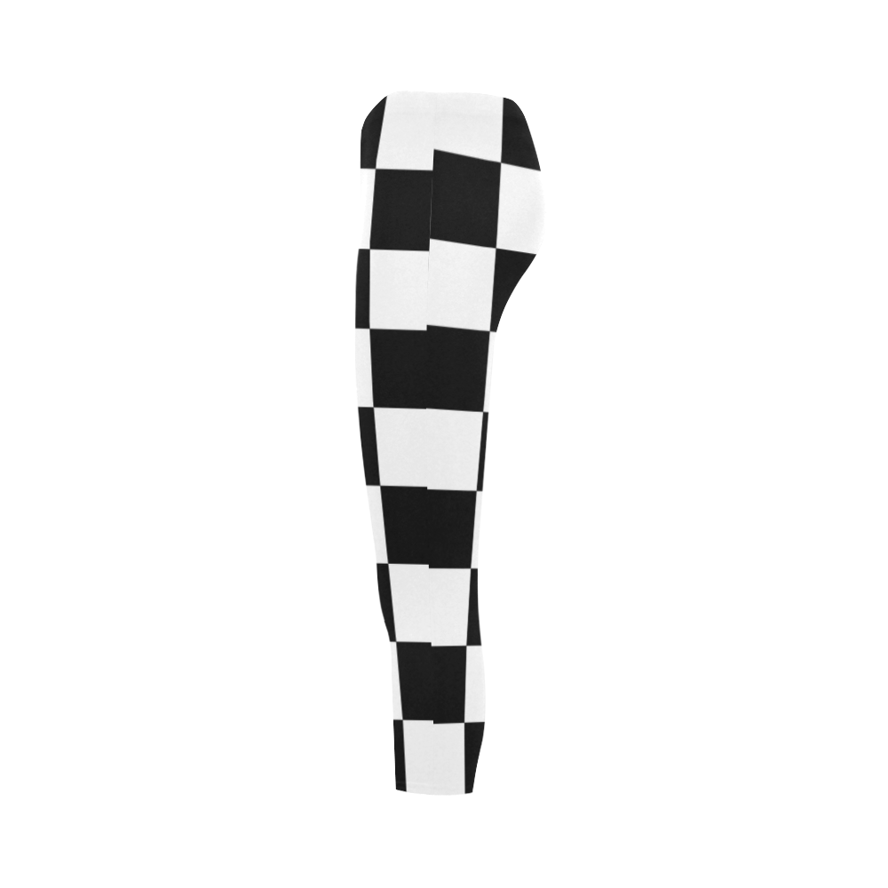 Checkerboard Black and White Capri Legging (Model L02)