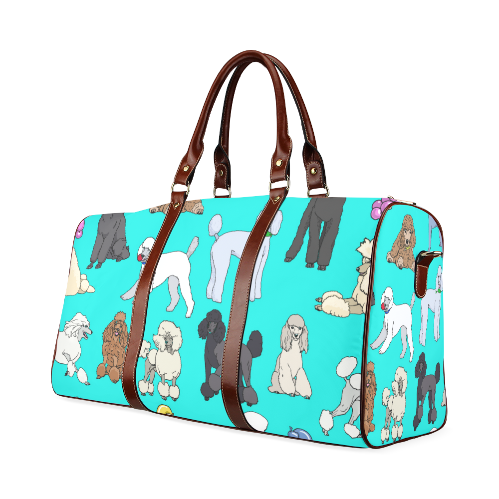 poodles show bag aqua Waterproof Travel Bag/Large (Model 1639)