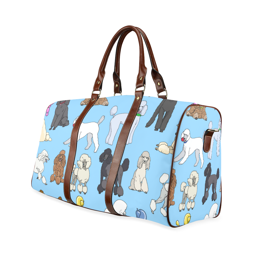 poodles show bag lt blue Waterproof Travel Bag/Large (Model 1639)