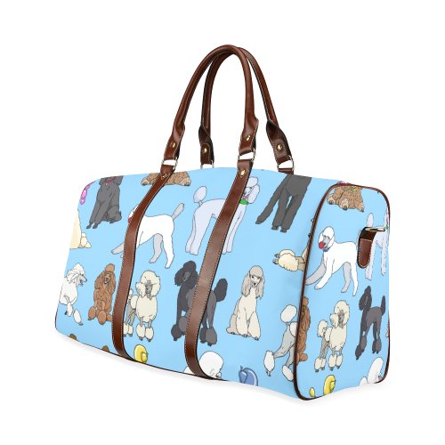poodles show bag lt blue Waterproof Travel Bag/Large (Model 1639)