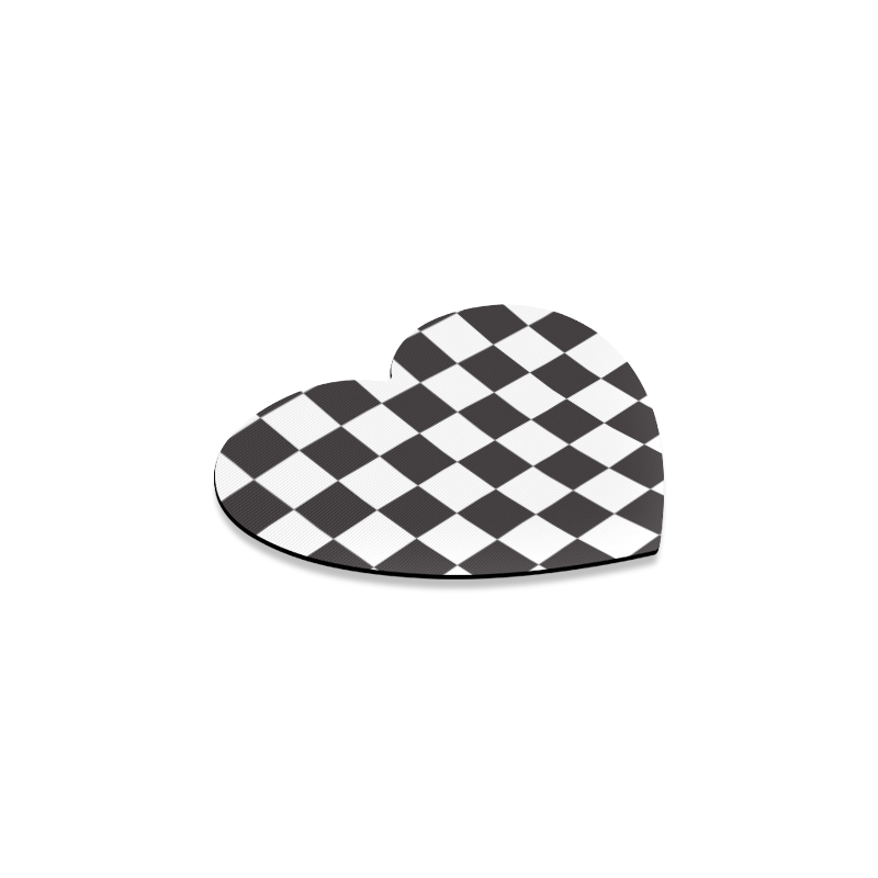 Checkerboard Black and White Squares Heart Coaster