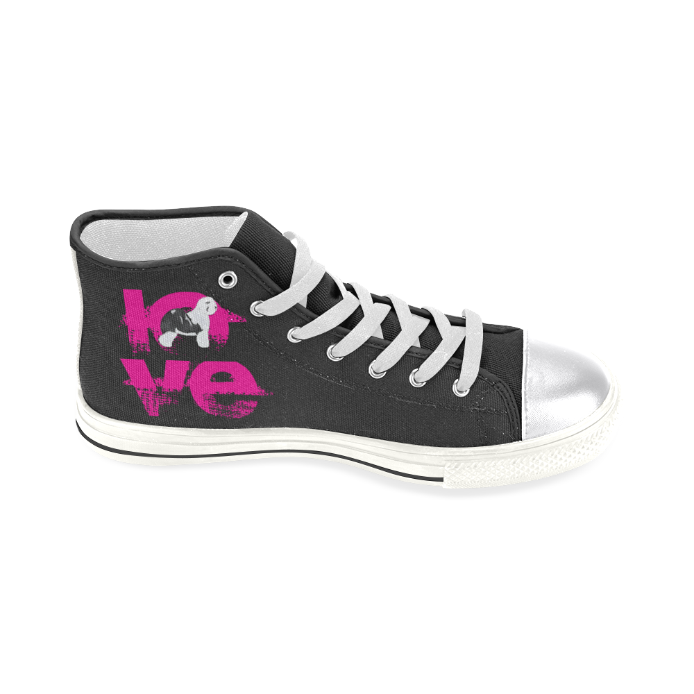 love OES-blk Women's Classic High Top Canvas Shoes (Model 017)
