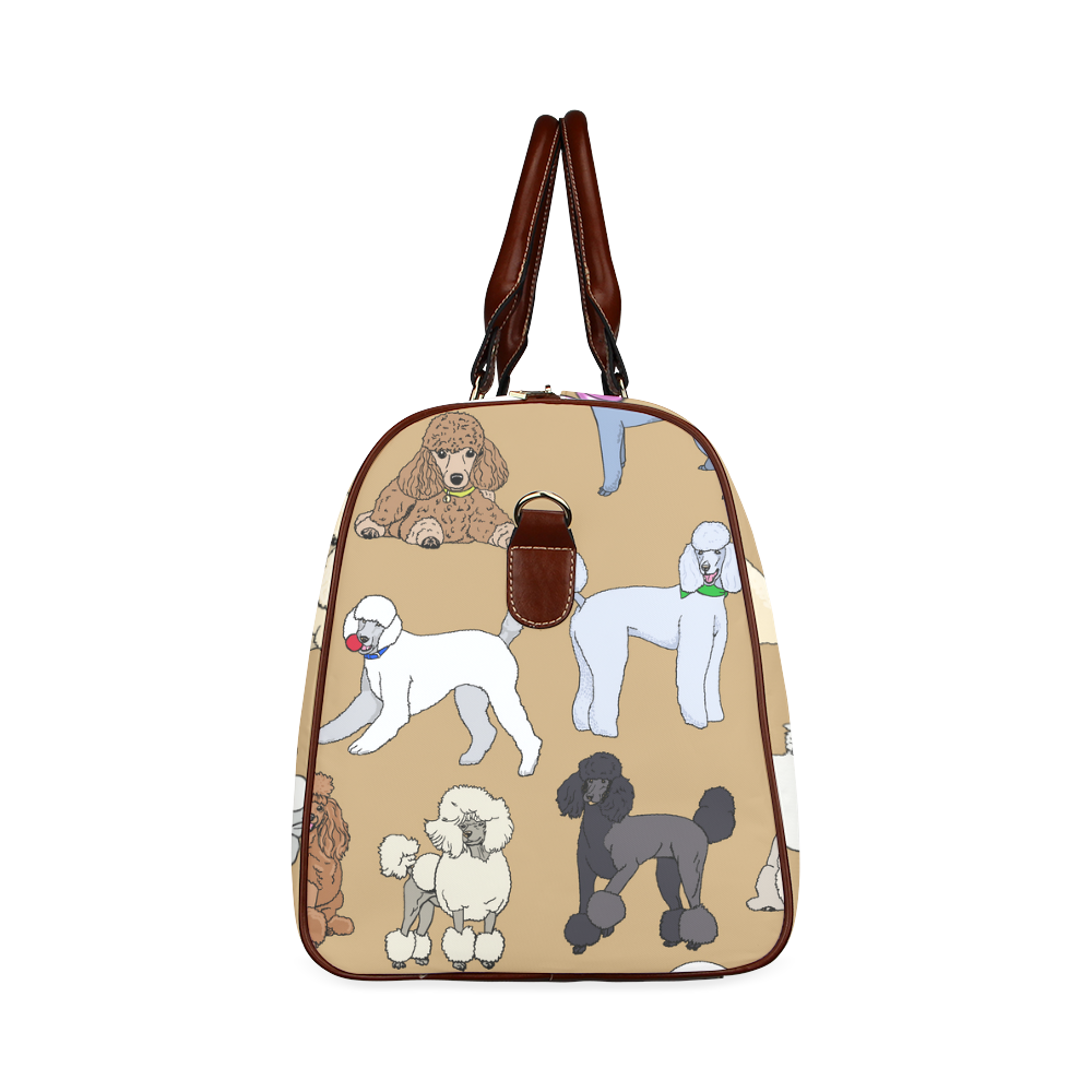poodles shoe bag camel Waterproof Travel Bag/Large (Model 1639)