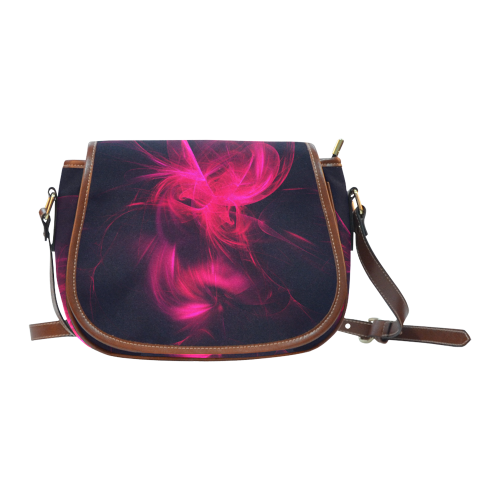 Pink Flame Fractal Saddle Bag/Small Saddle Bag/Small (Model 1649) Full Customization