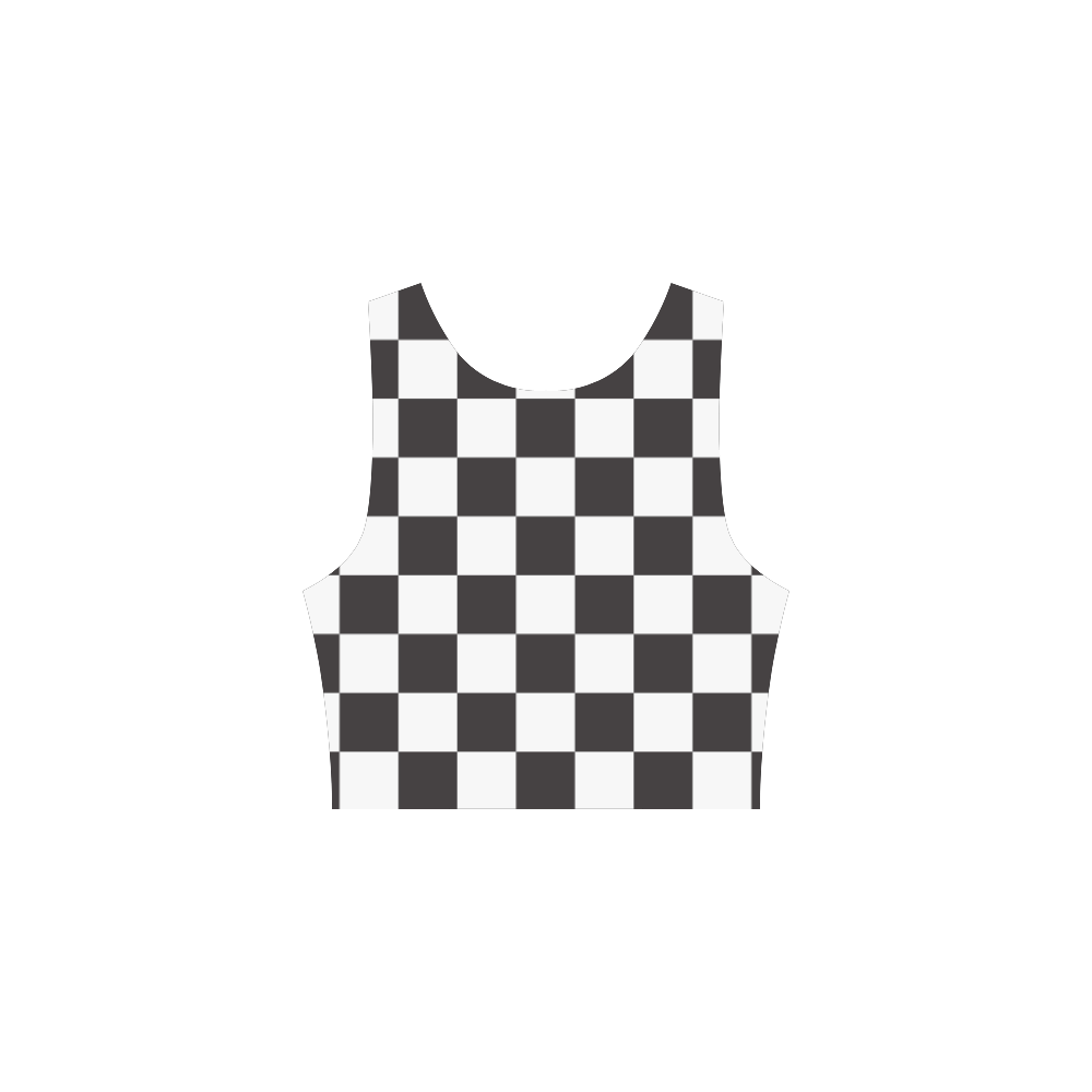 Checkerboard Black and White Squares Atalanta Sundress (Model D04)