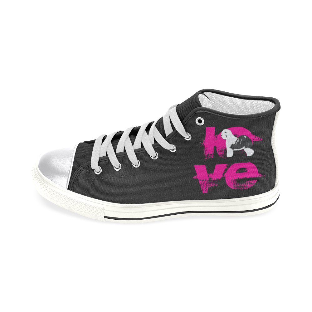 love OES-blk Women's Classic High Top Canvas Shoes (Model 017)