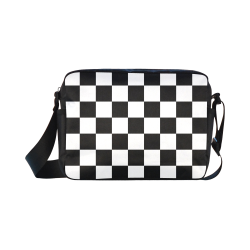 Checkerboard Black and White Classic Cross-body Nylon Bags (Model 1632)