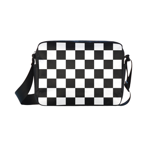 Checkerboard Black and White Classic Cross-body Nylon Bags (Model 1632)