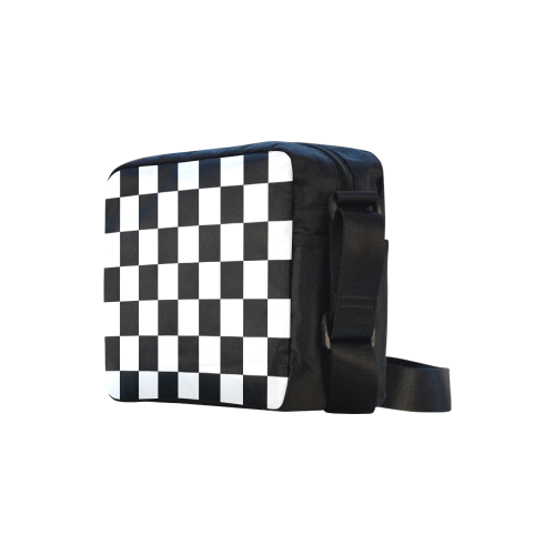 Checkerboard Black and White Classic Cross-body Nylon Bags (Model 1632)