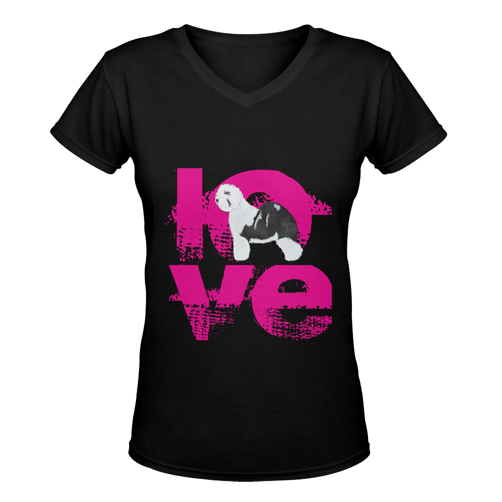 love is OES Women's Deep V-neck T-shirt (Model T19)