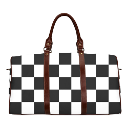 Checkerboard Black and White Waterproof Travel Bag/Large (Model 1639)