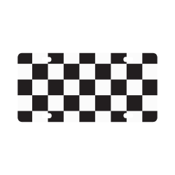 Checkerboard Black and White Squares Classic License Plate