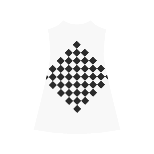 Checkerboard Black and White Alcestis Slip Dress (Model D05)