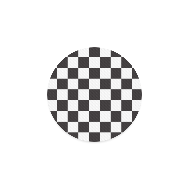 Checkerboard Black and White Squares Round Coaster