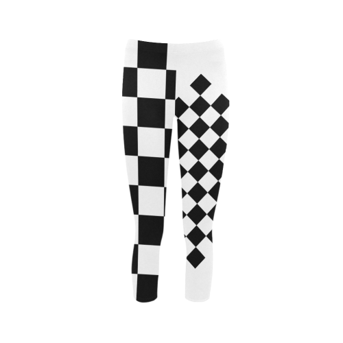 Checkerboard Black and White Capri Legging (Model L02)