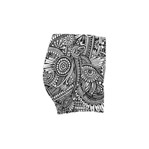 Black & white flower pattern art Briseis Skinny Shorts (Model L04)