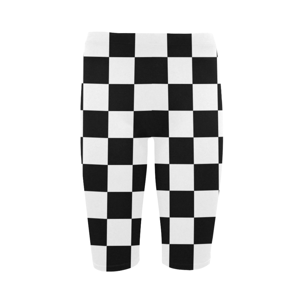 Checkerboard Black and White Hestia Cropped Leggings (Model L03)