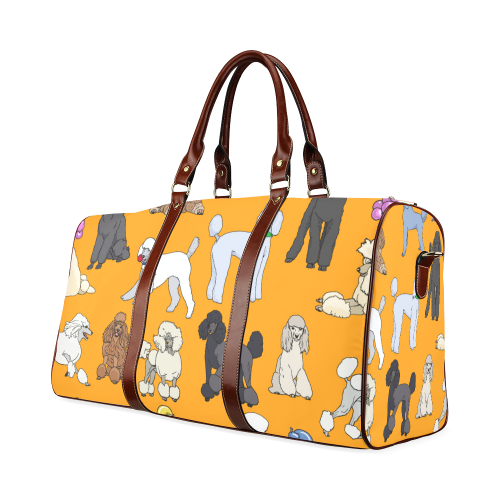 poodles show bag orange Waterproof Travel Bag/Large (Model 1639)