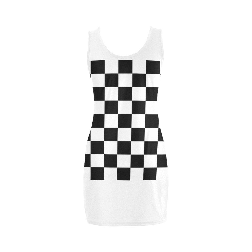 Checkerboard Black and White Medea Vest Dress (Model D06)