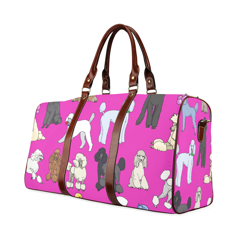 poodles show bag fuchia Waterproof Travel Bag/Large (Model 1639)