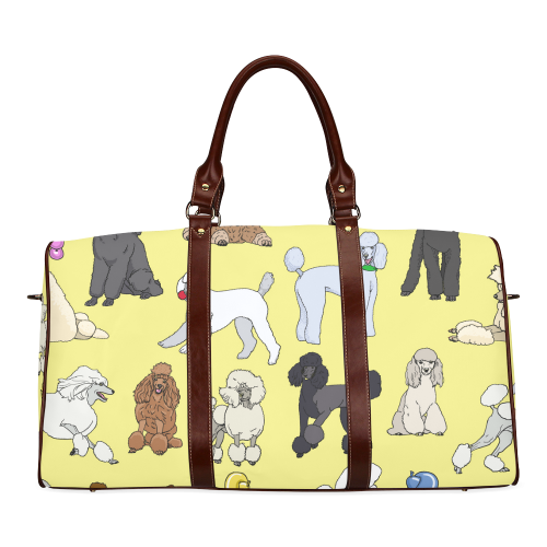 poodles sho bag yellow Waterproof Travel Bag/Large (Model 1639)