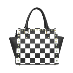 Checkerboard Black and White Rivet Shoulder Handbag (Model 1645)