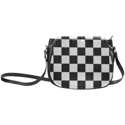 Checkerboard Black and White Classic Saddle Bag/Large (Model 1648)