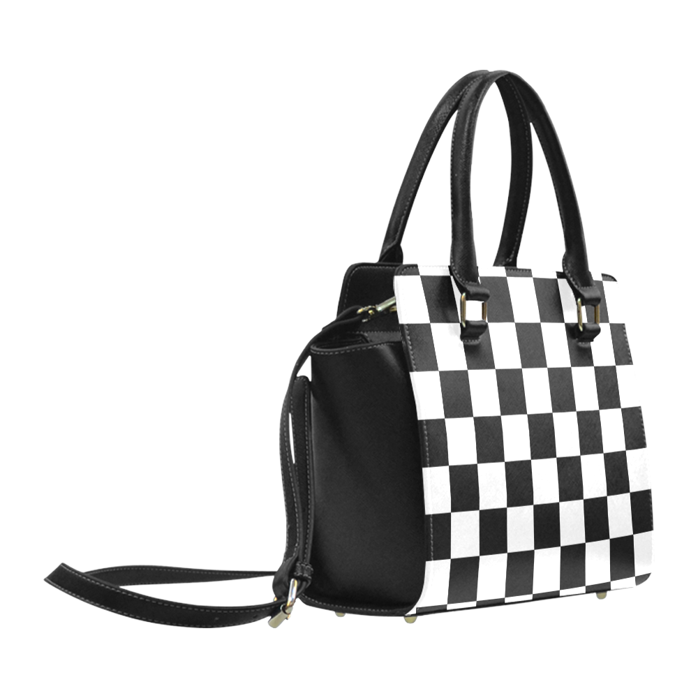 Checkerboard Black and White Classic Shoulder Handbag (Model 1653)