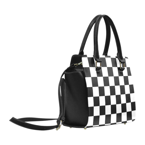 Checkerboard Black and White Classic Shoulder Handbag (Model 1653)