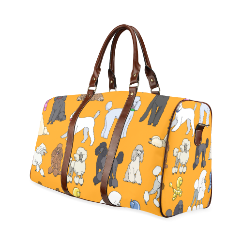 poodles show bag orange Waterproof Travel Bag/Large (Model 1639)