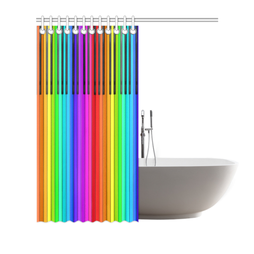 Rainbow Piano Keyboard Shower Curtain 72"x72"