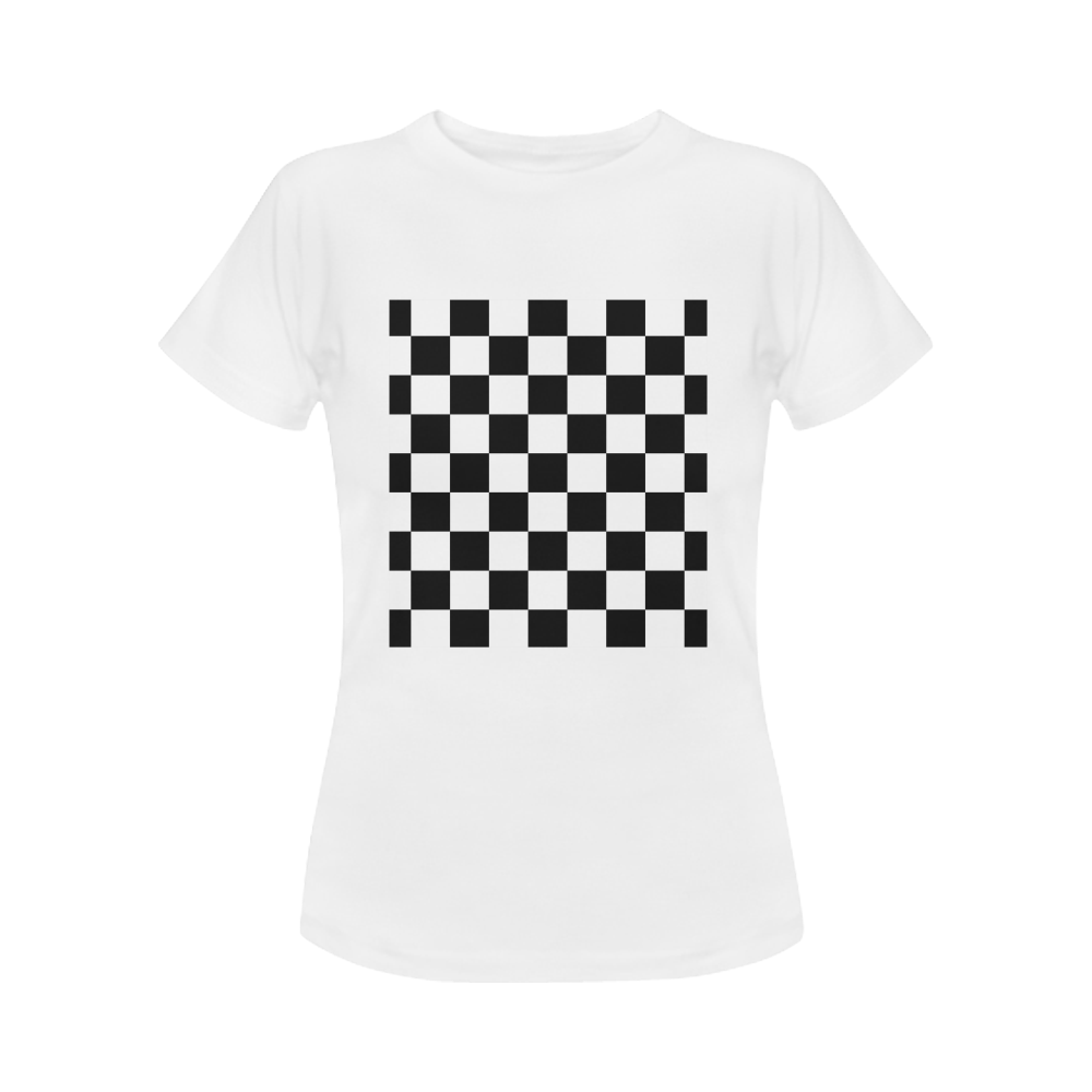 Checkerboard Black and White Women's Classic T-Shirt (Model T17）