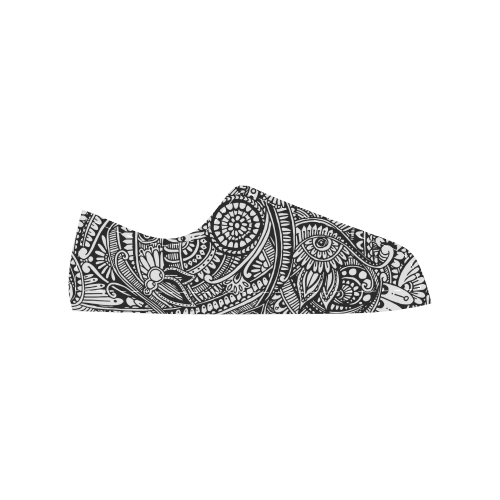 Black & white flower pattern art Men's Classic Canvas Shoes (Model 018)