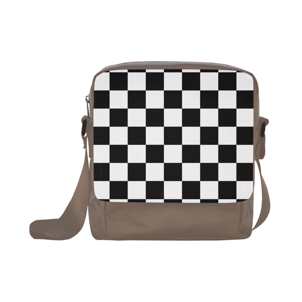 Checkerboard Black and White Crossbody Nylon Bags (Model 1633)