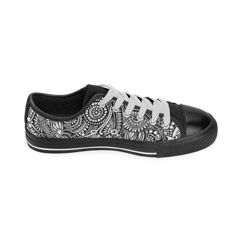 Black & white flower pattern art Men's Classic Canvas Shoes (Model 018)