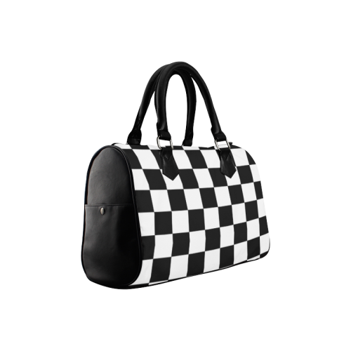 Checkerboard Black and White Boston Handbag (Model 1621)