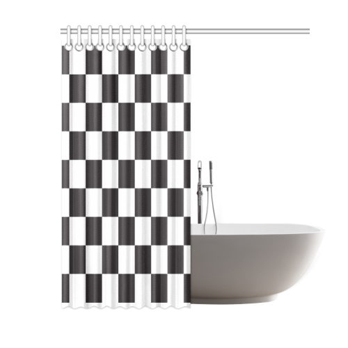 Checkerboard Black and White Squares Shower Curtain 60"x72"