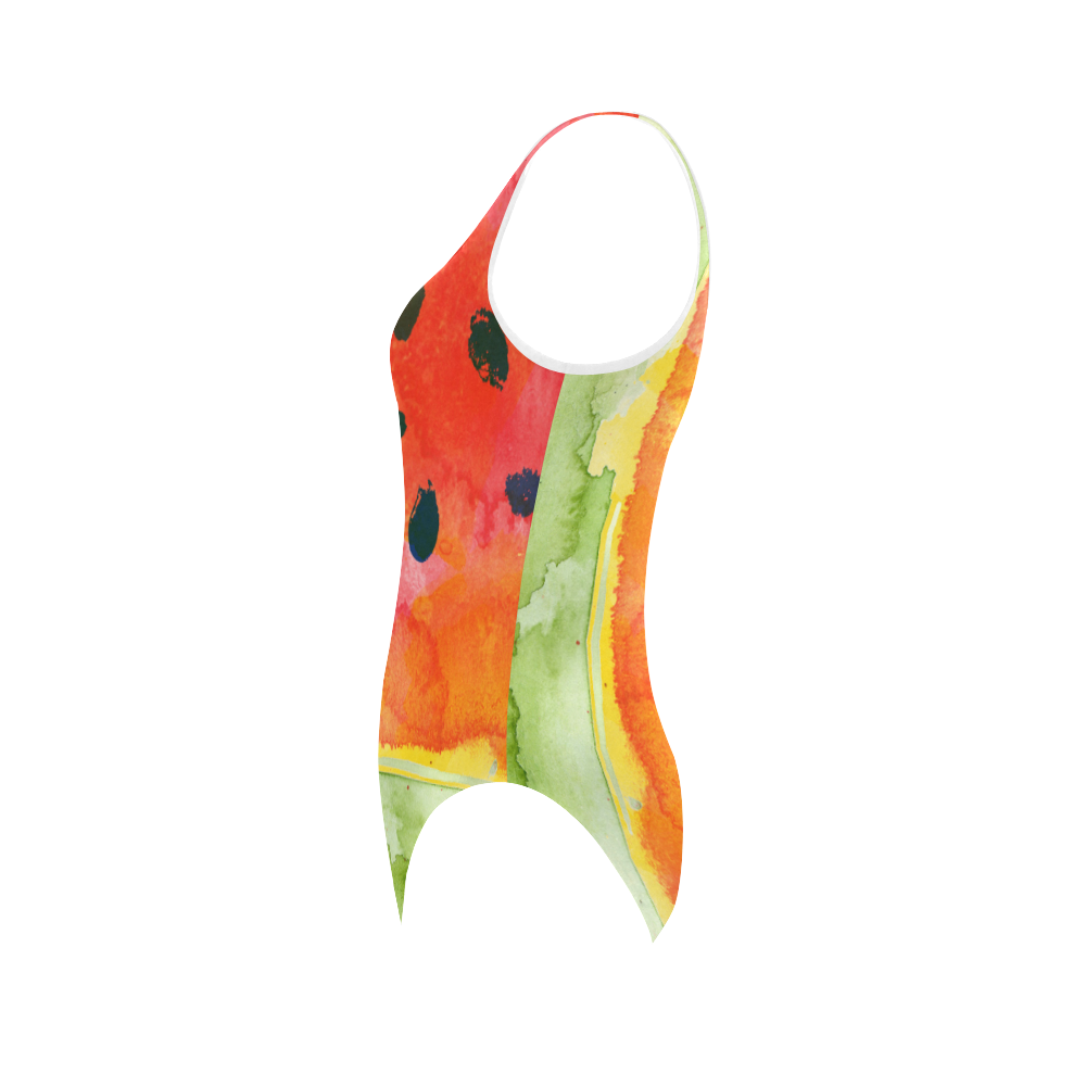 Abstract Watermelon Vest One Piece Swimsuit (Model S04)