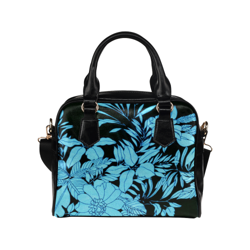 blue floral Shoulder Handbag (Model 1634)