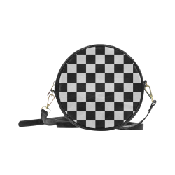 Checkerboard Black and White Round Sling Bag (Model 1647)
