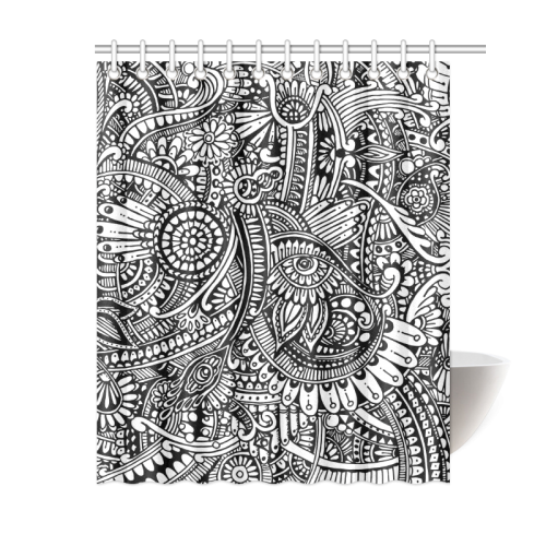 Black & white flower pattern art Shower Curtain 60"x72"