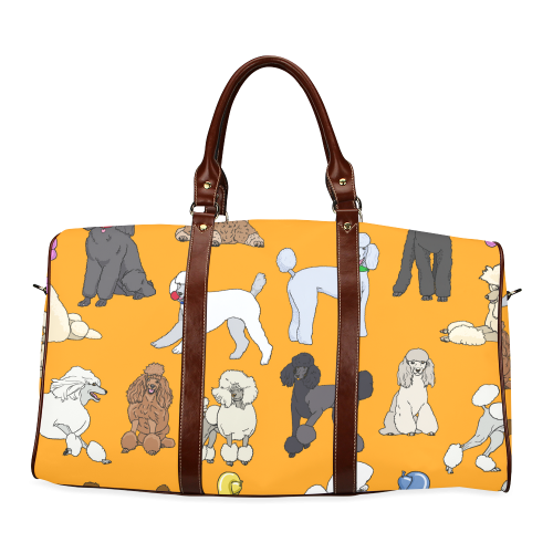 poodles show bag orange Waterproof Travel Bag/Large (Model 1639)