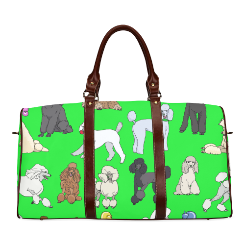 poodles show bag lime Waterproof Travel Bag/Large (Model 1639)