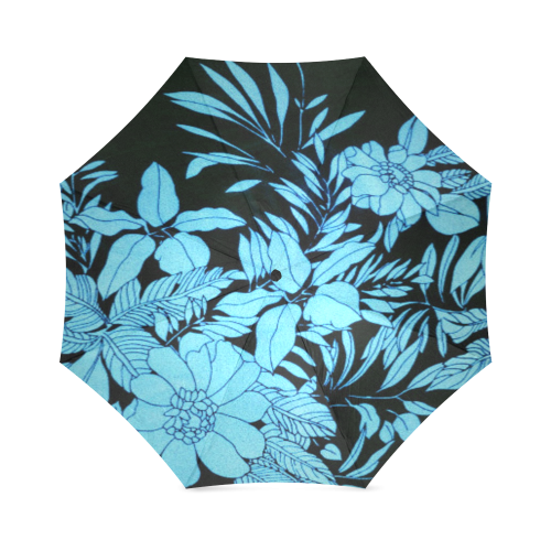 blue floral Foldable Umbrella (Model U01)