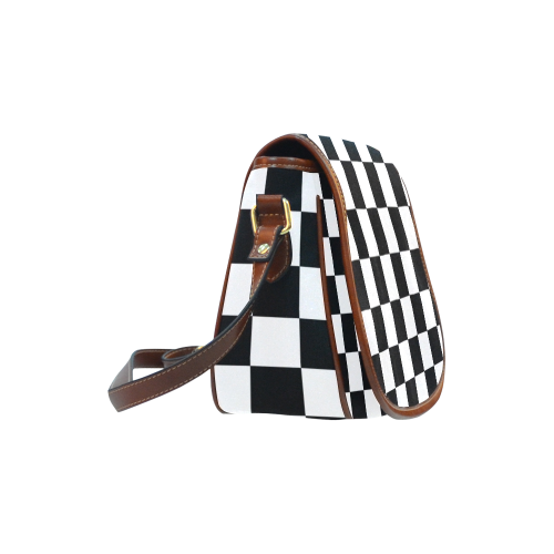 Checkerboard Black and White Saddle Bag/Large (Model 1649)