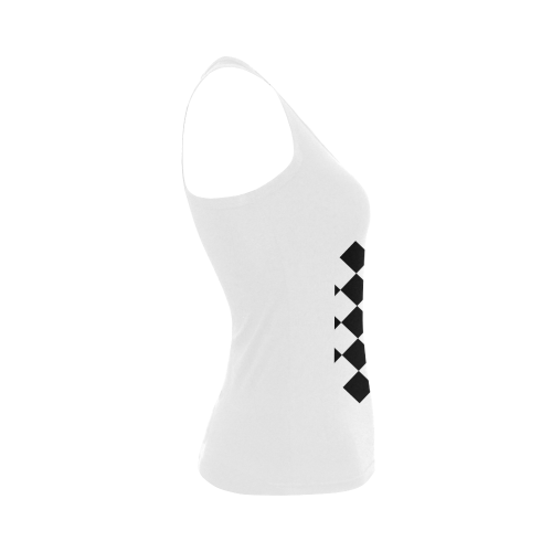 Checkerboard Black and White Women's Shoulder-Free Tank Top (Model T35)