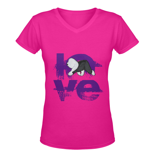 Love is Sheepie Women's Deep V-neck T-shirt (Model T19)
