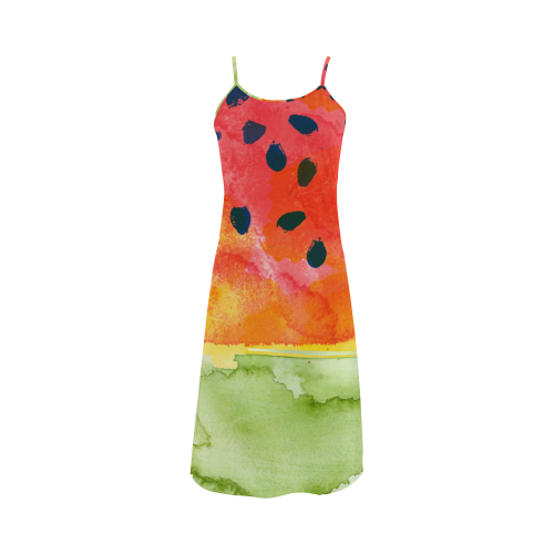 Abstract Watermelon Alcestis Slip Dress (Model D05)