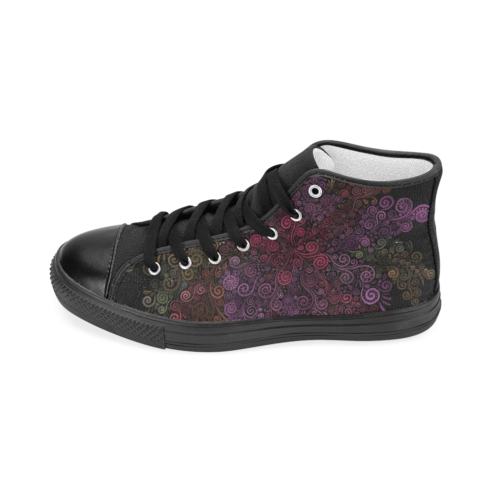 Psychedelic 3D Rose Women's Classic High Top Canvas Shoes (Model 017)